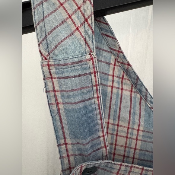Vintage Compagnie Internationale Express Cotton Plaid Pinafore Dress M Red Blue - Picture 5 of 12
